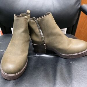 Lane Bryant Olive Ankle Boots with Side Zipper